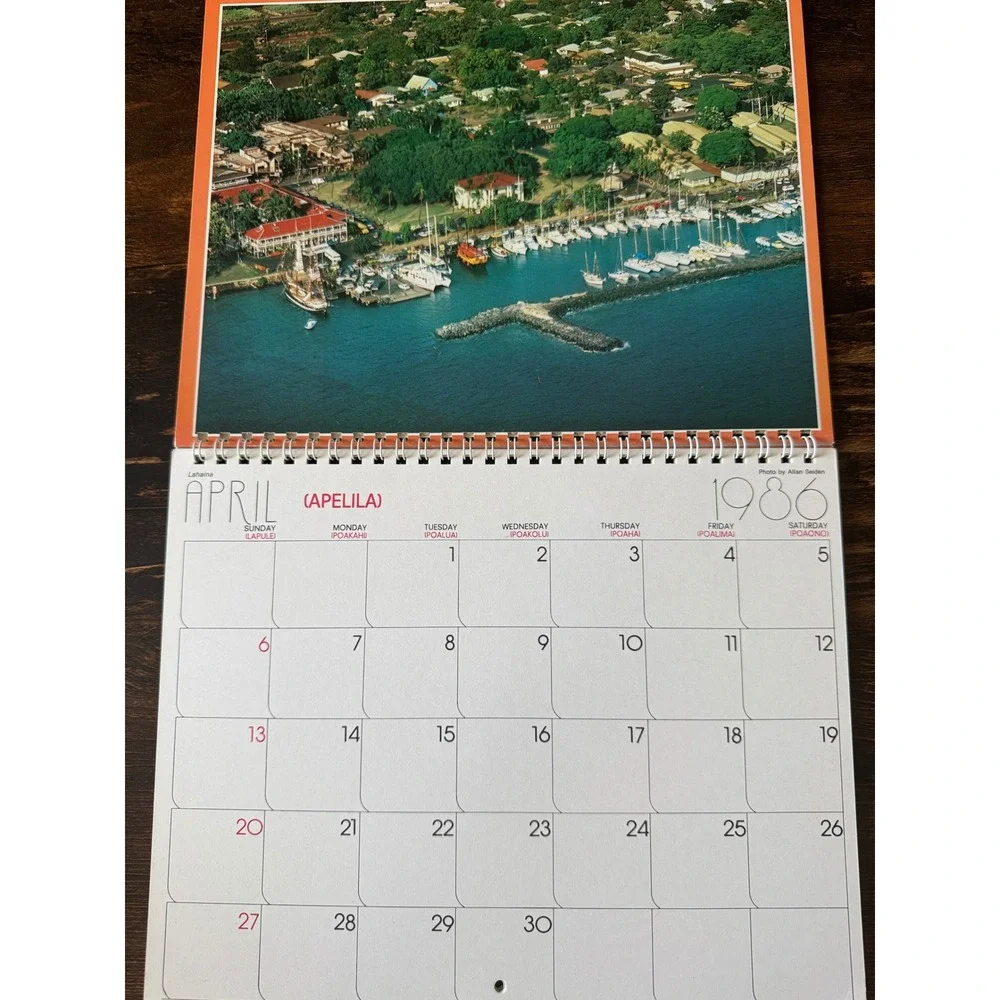 Vintage 1986 Maui Hawaii Wall Calendar Scenic Photography Souvenir Ephemera